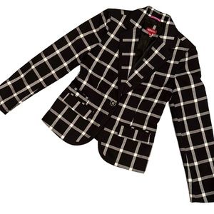 Merona Black and White Plaid Blazer Women’s Size 4